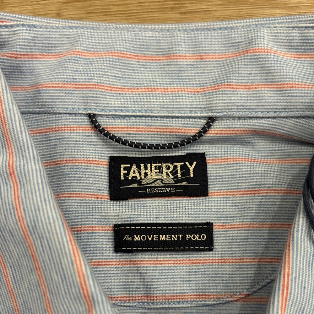 NWT - Faherty Reserve Light Blue Polo with coral Shirt - Picture 2 of 10